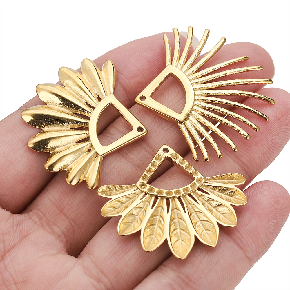 2pcs Stainless Steel Fan Shape - đánh giá và giá Ethnic Fashion Jewellery